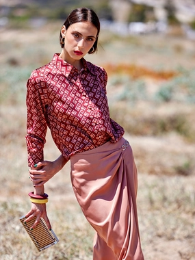 Madame Women Printed Rosewood Shirt Soft touch finish