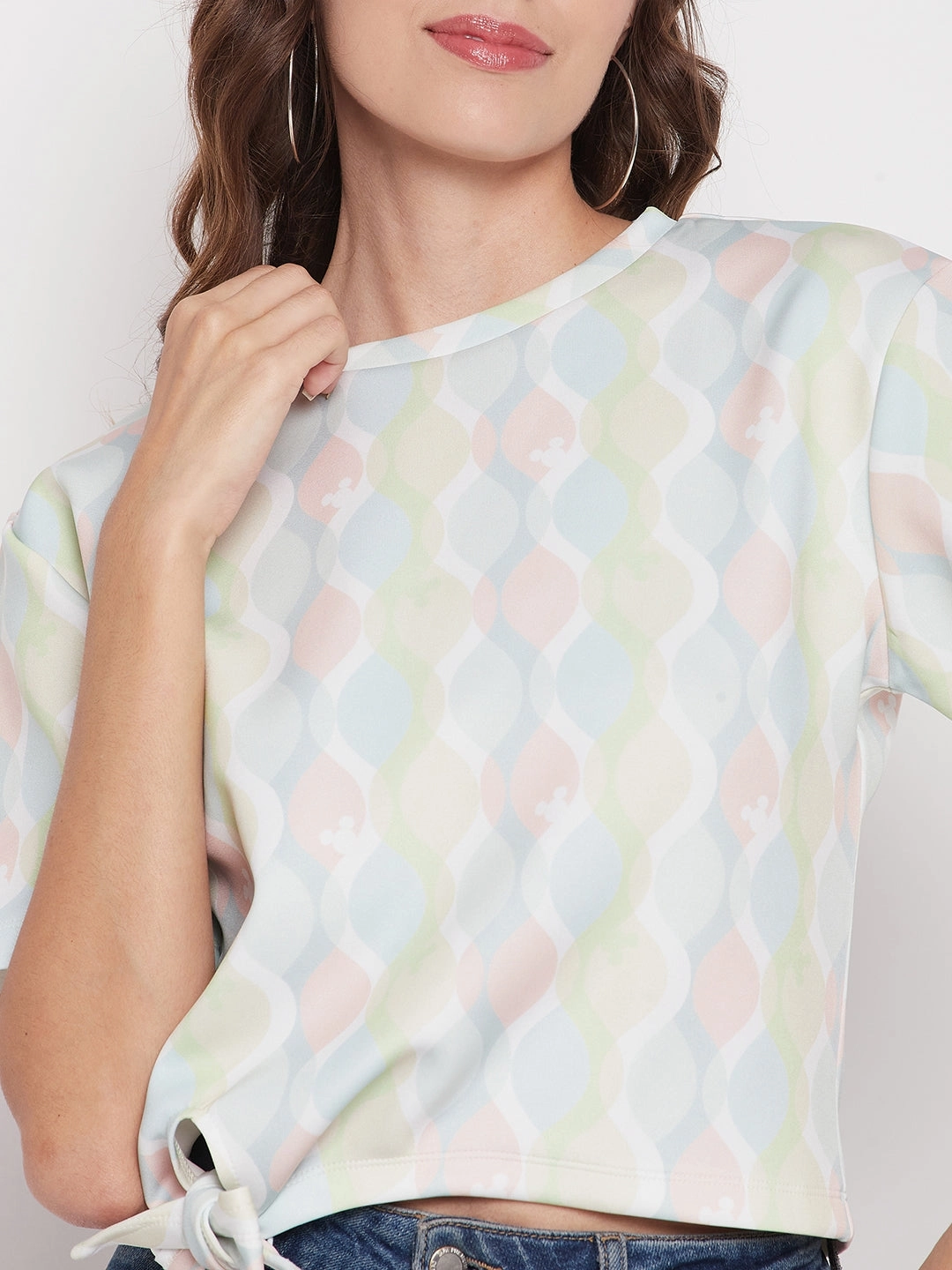 Madame Women Printed White Top Comfy Layer