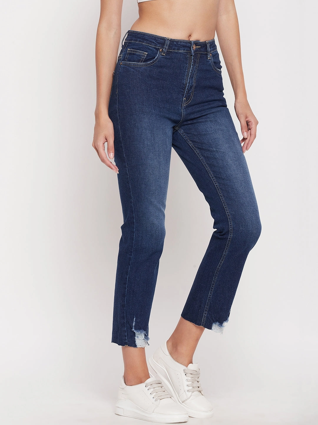 Family Style Casual Work Meeting Holiday Vibes High Quality Madame Women Solid Blue Jeans