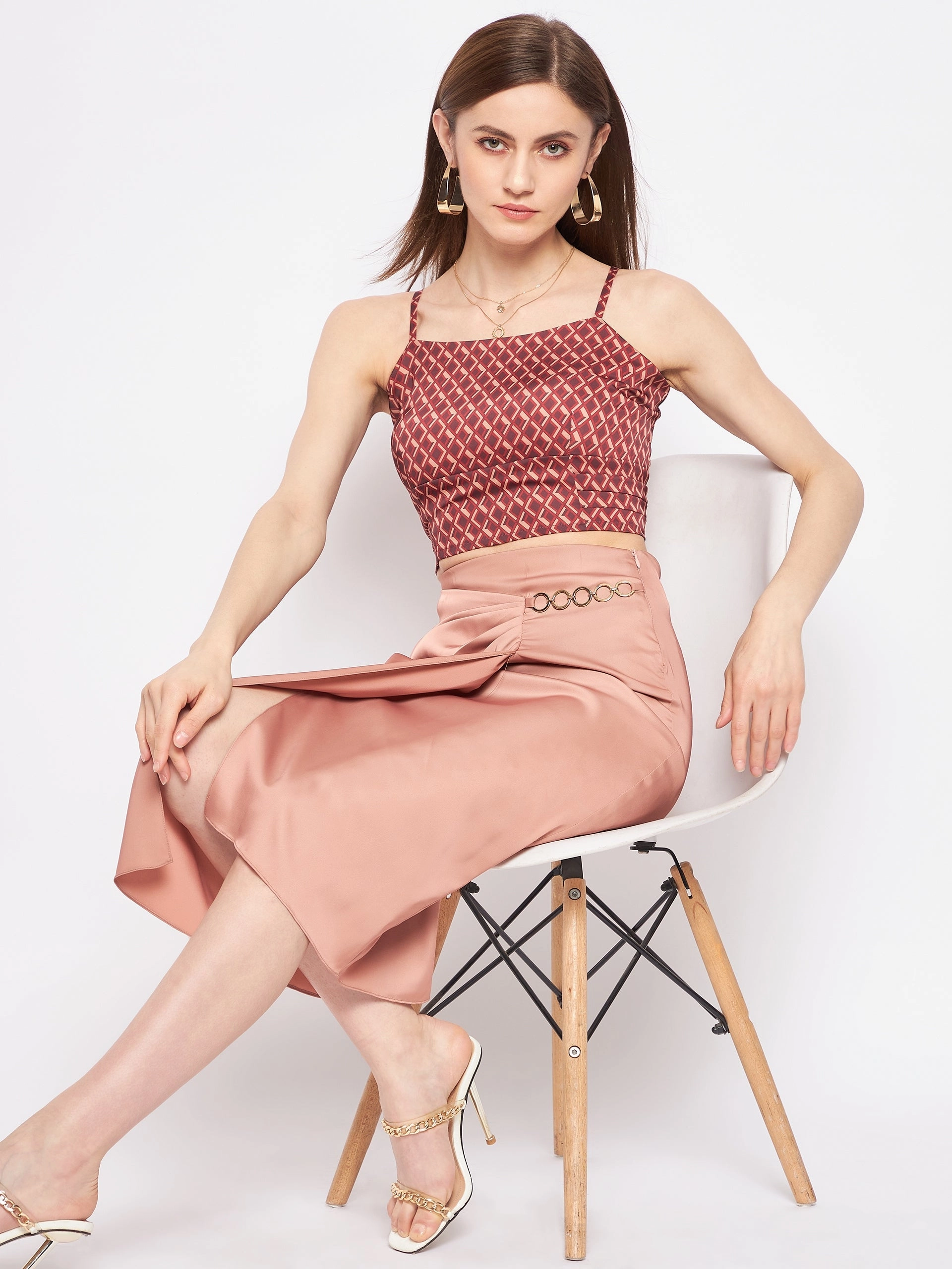 Sleek Comfort Lightweight Madame Women Solid Camel Skirt