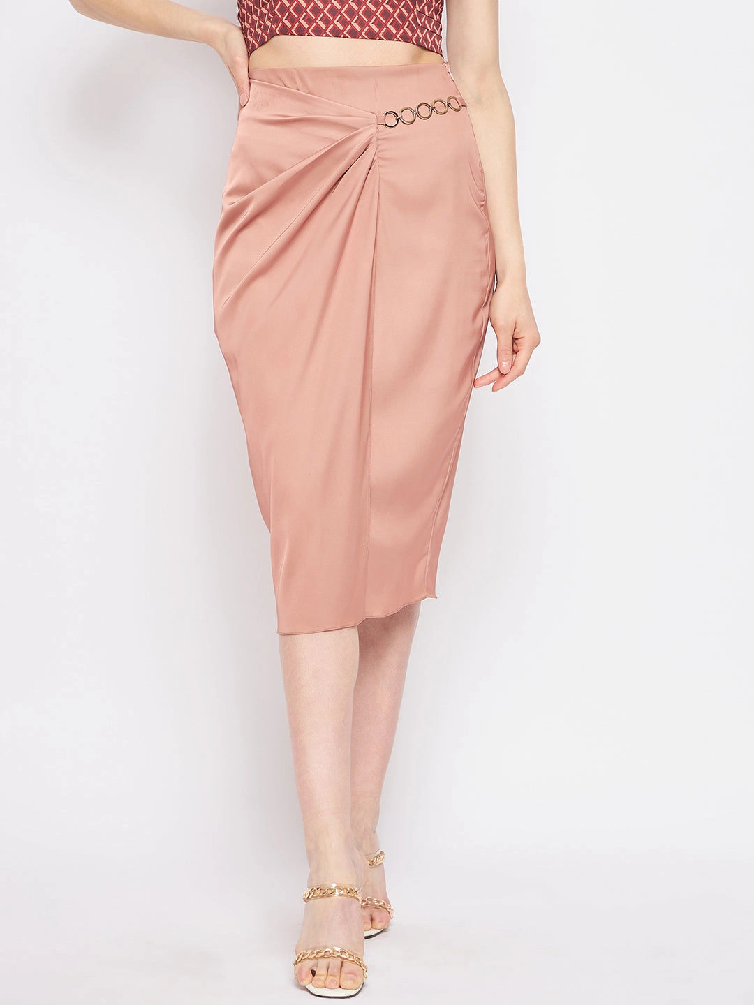 Madame Women Solid Camel Skirt Chill Wear