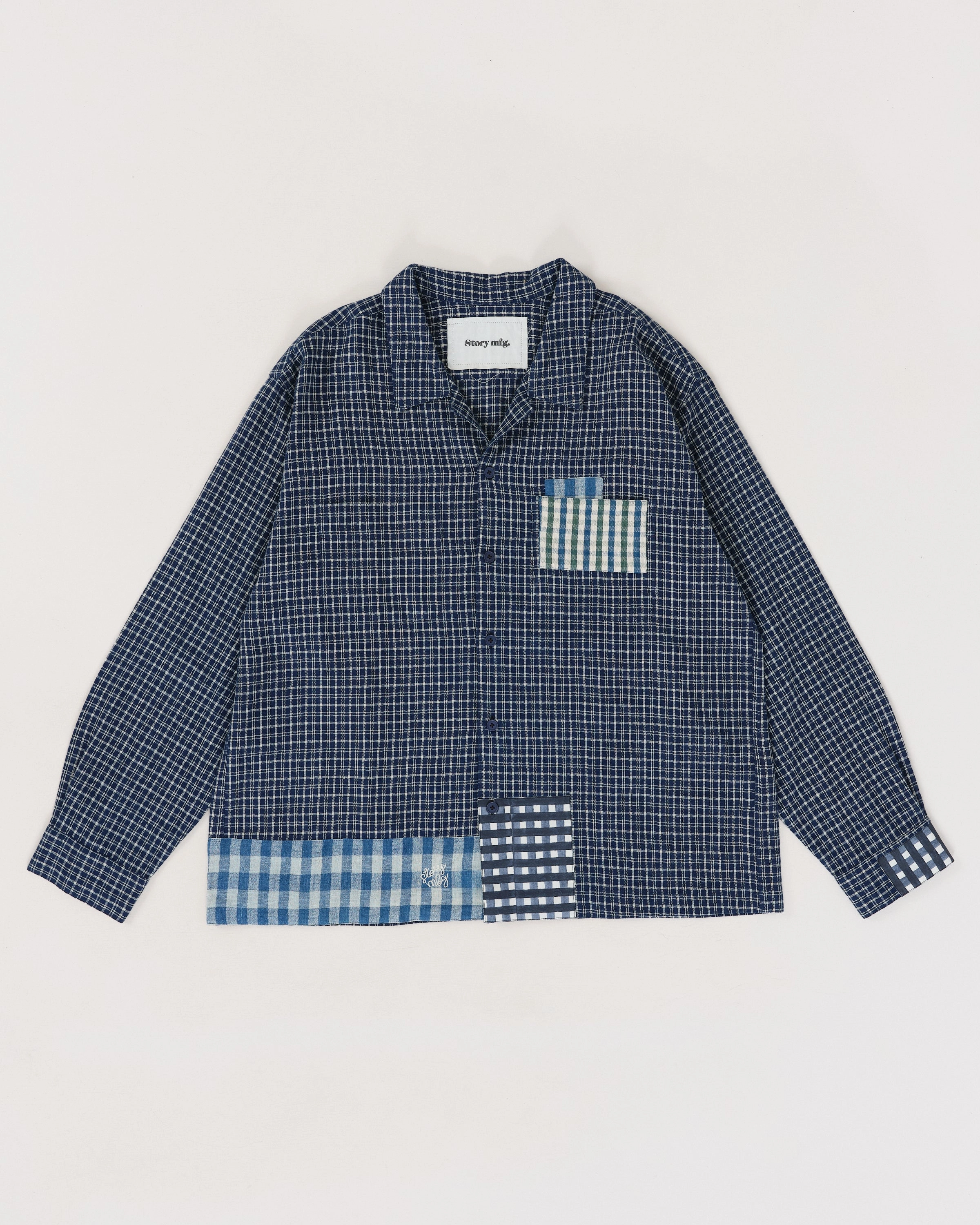 PA Shirt LS - Indigo Picnic Handloom Smooth Stitch Pattern