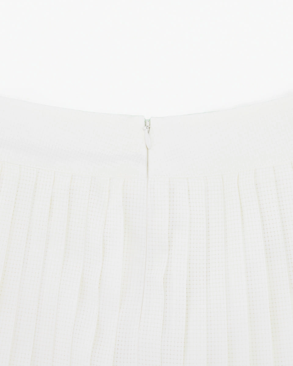Magic Rib String Pleated Skirt -Ivory personalized option