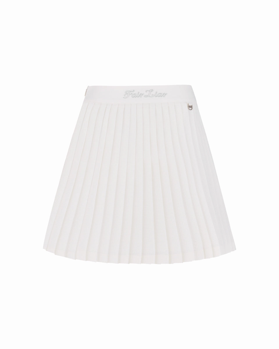 Oversized style Corduroy texture Magic Rib String Pleated Skirt -Ivory