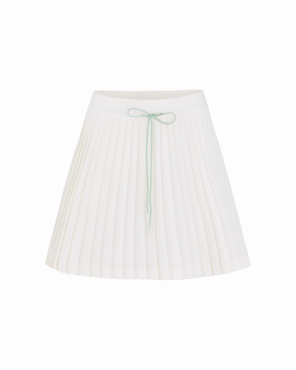Magic Rib String Pleated Skirt -Ivory All Day