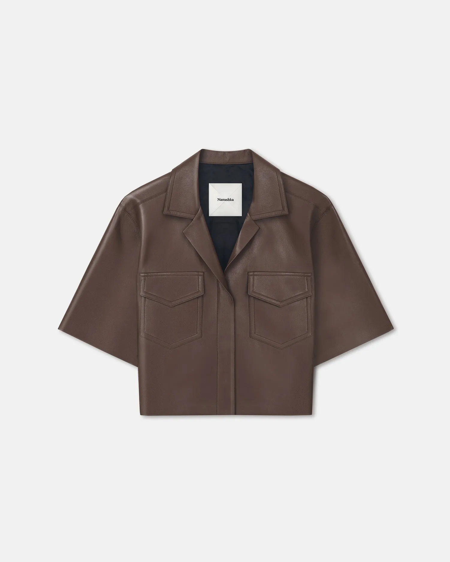 Snag Free Material Breathable Side Vents Maisie - Regenerated Leather Shirt - Chocolate