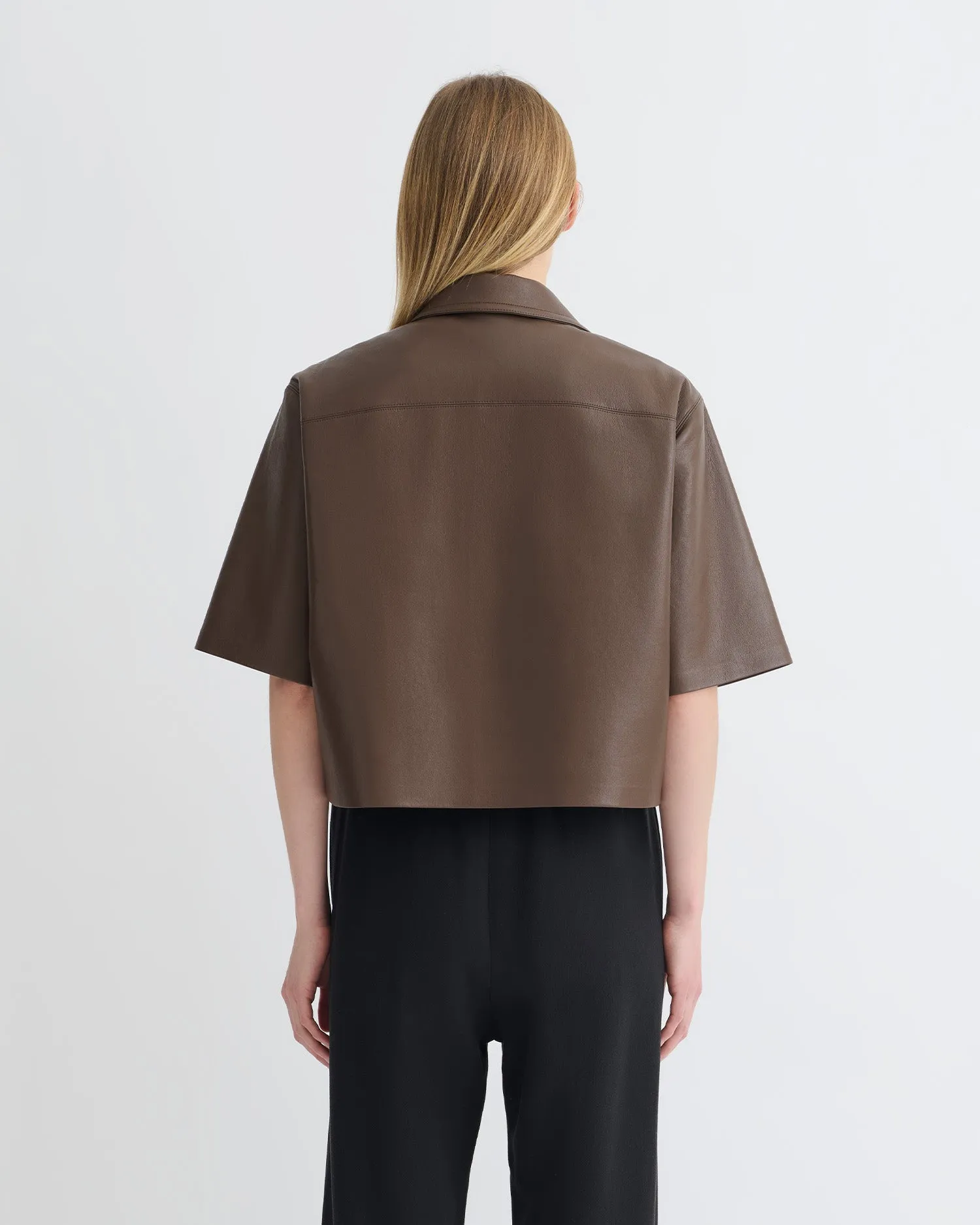 Maisie - Regenerated Leather Shirt - Chocolate Socks Sports Wear