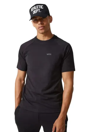 MAN ACTIVE GYM RAGLAN T-SHIRT - BLACK