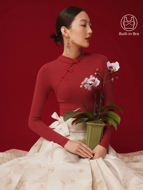 Odor Resistant Material Hypoallergenic Fiber Mandarin Collar Asymmetric Frog Button Brami Top Limited Edition