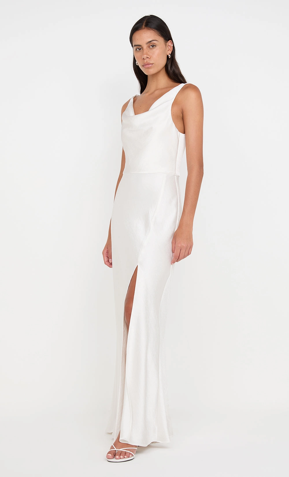AUSTEN COWL NECK MAXI DRESS - IVORY Puff-Sleeve Relaxed Fit Design