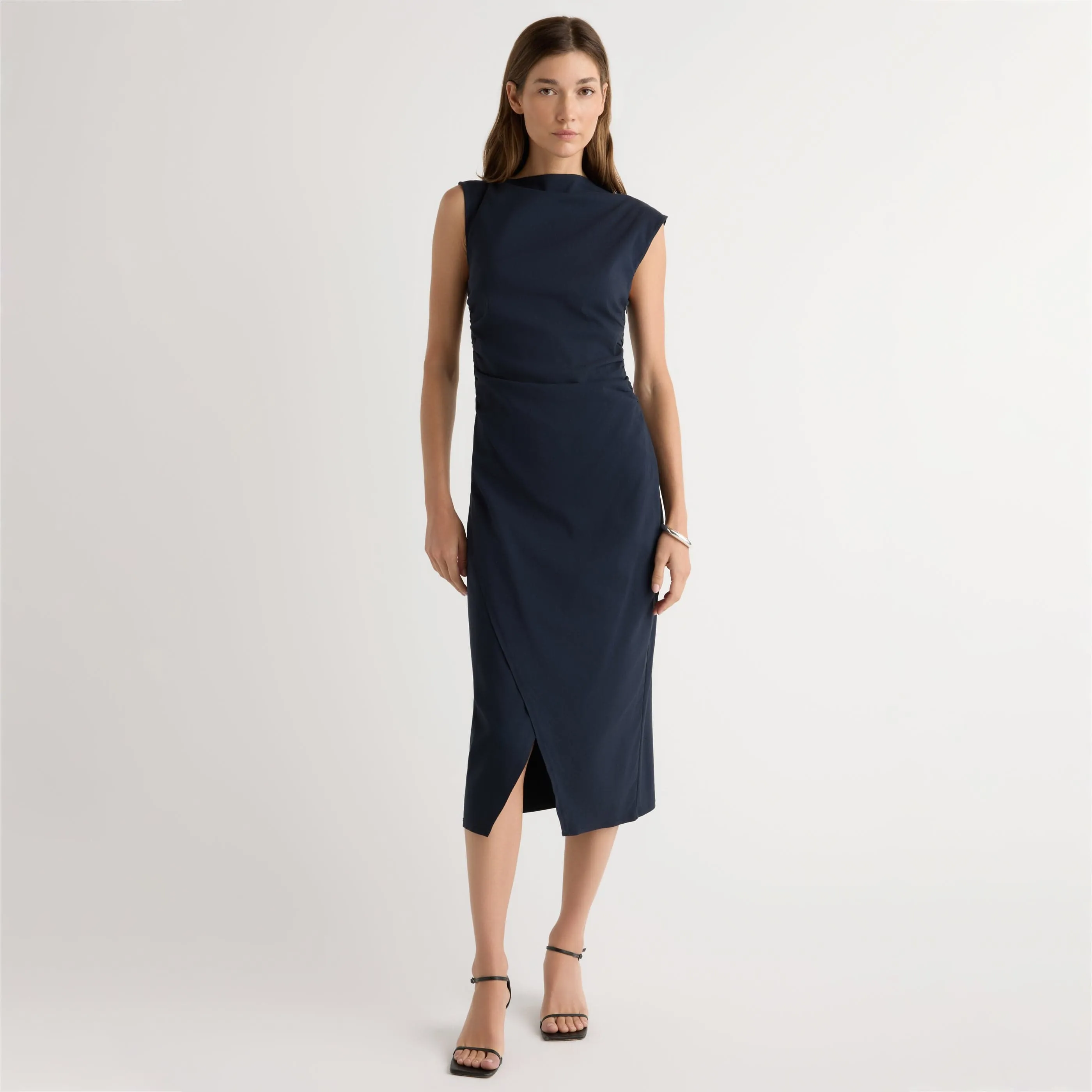 Gift-Worthy Manon Asymmetric-Neck Ruched Dress