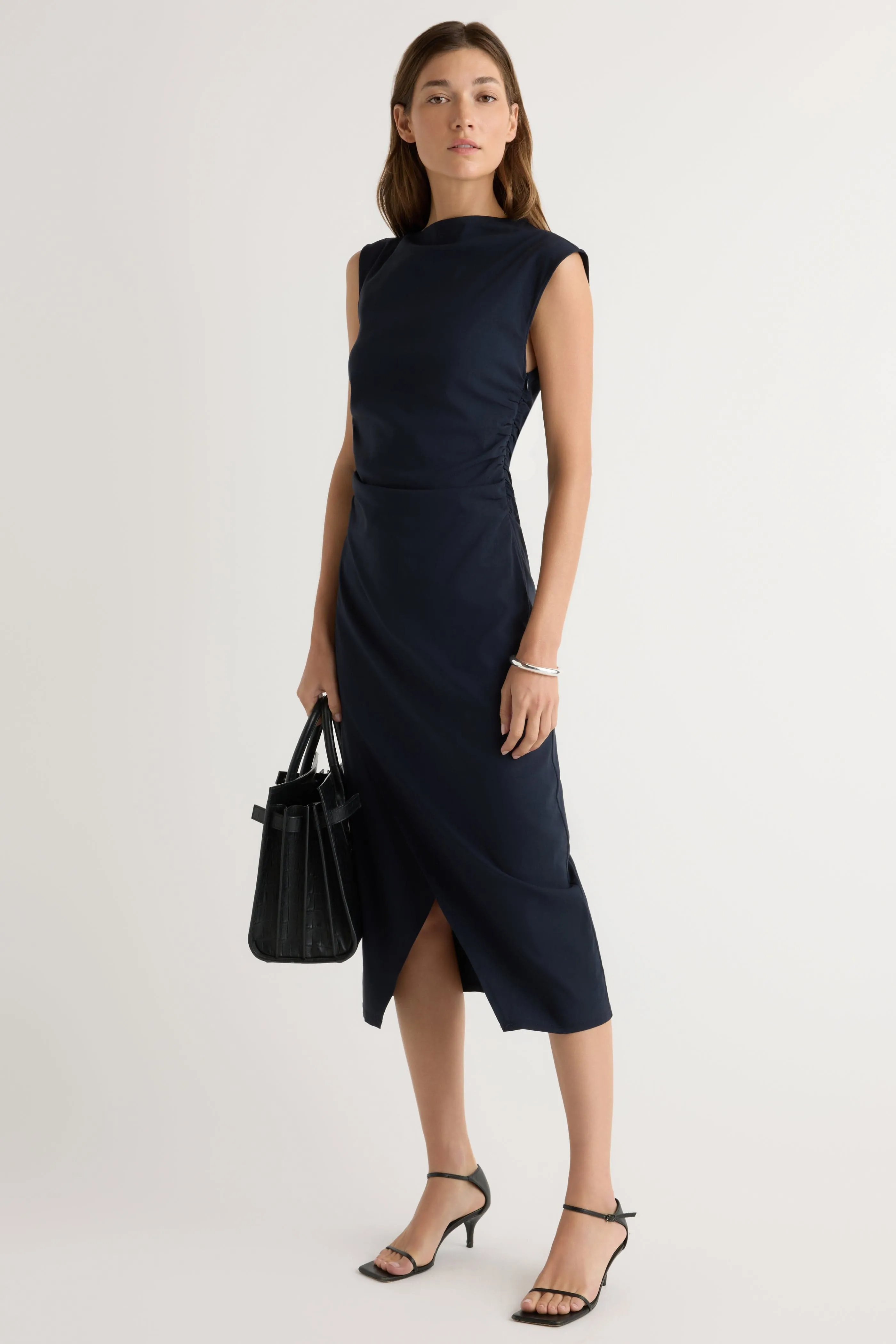 Style Upgrade Manon Asymmetric-Neck Ruched Dress