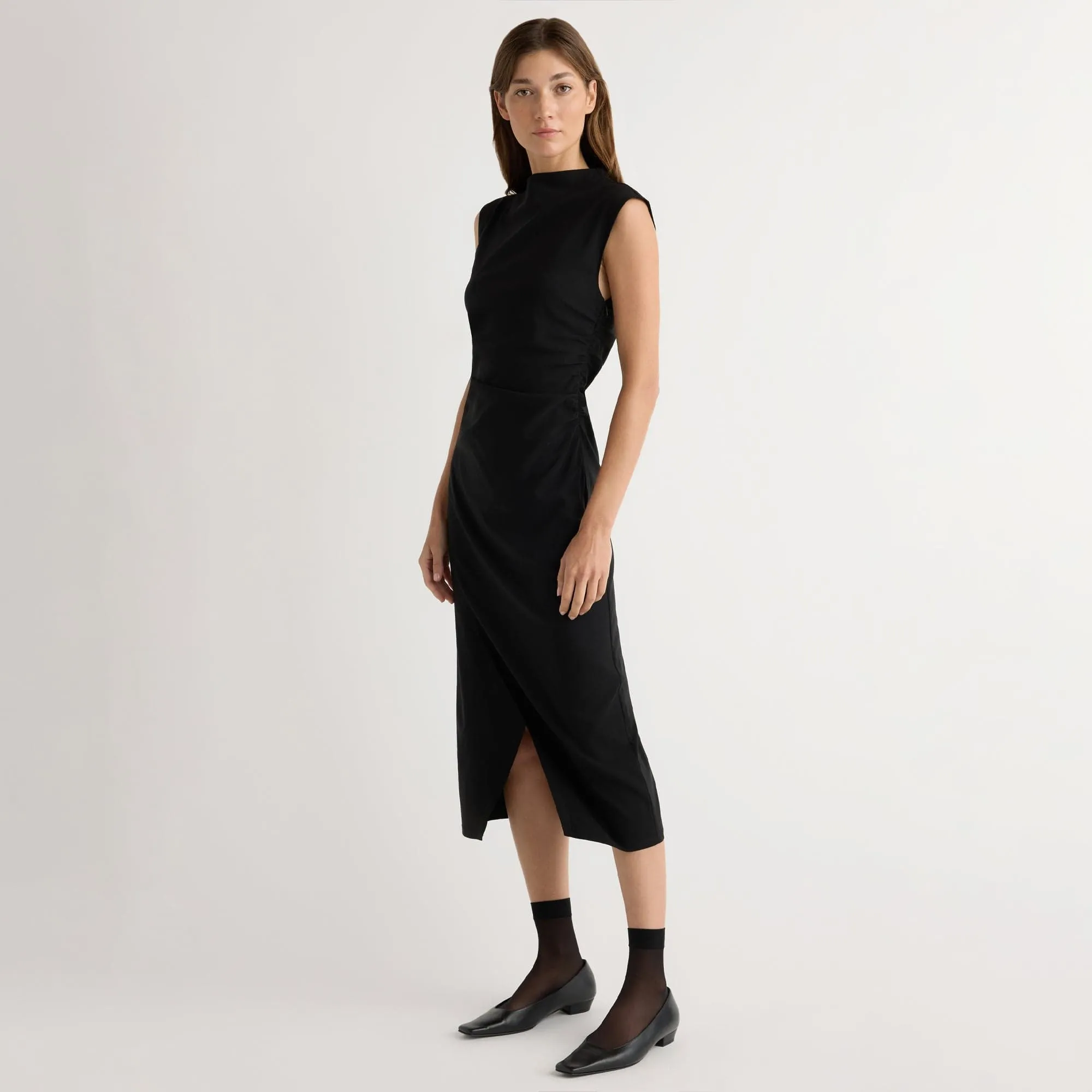 Convertible-Style Lace Detail Manon Asymmetric-Neck Ruched Dress