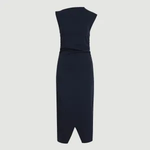 Classic Look Manon Asymmetric-Neck Ruched Dress (Petite)