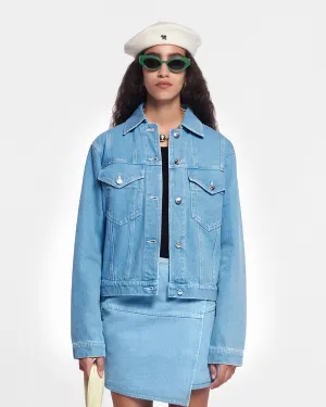 Camouflage Pattern Lightweight Weave Maren - Denim Jacket - Eco Light Wash