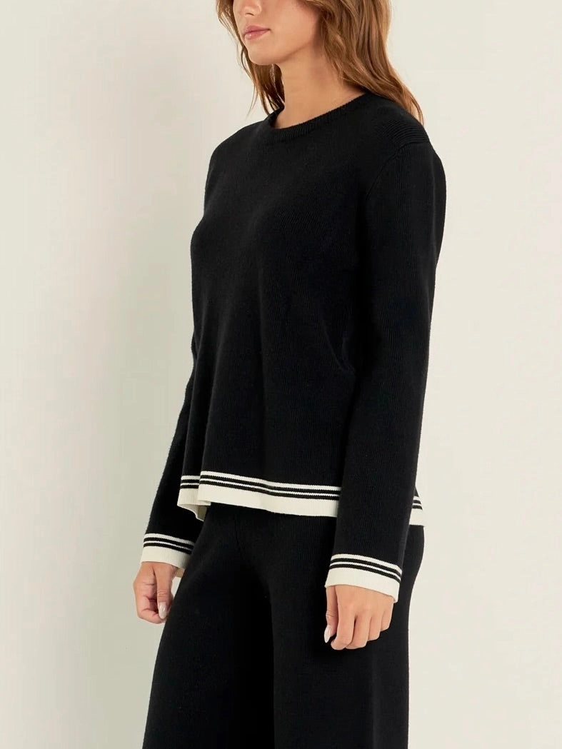 Maria Contrast Sweater Knit Reinforced Edges