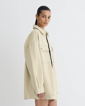 Mariann - Oversized Denim Shirt - Beige OdorResistant Blend SoftInnerLining