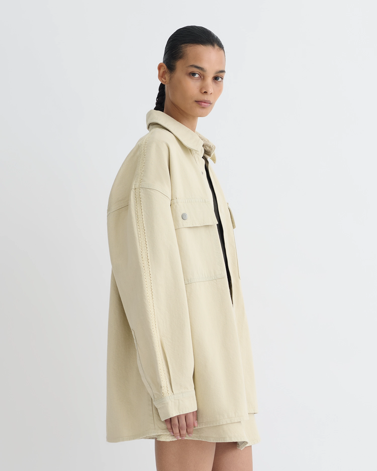Ventilation Channel Engineering Mariann - Oversized Denim Shirt - Beige