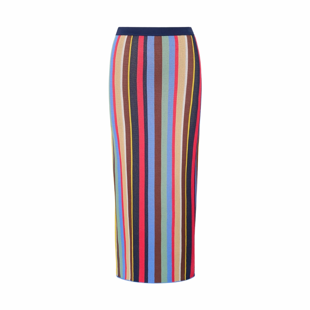 Smart Texture A Line Cut Market Stripe Karina Skirt