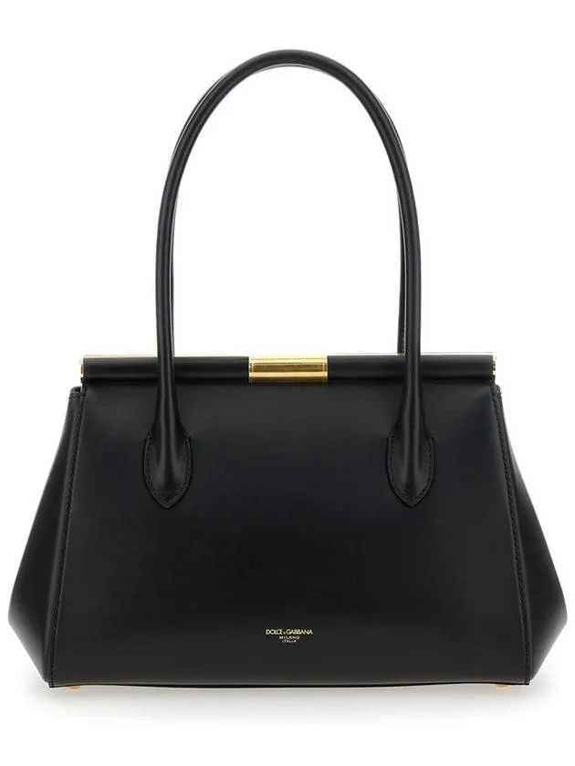 'Marlene Medium' Black Handbag With With Logo Embossed On The Back In Leather Woman