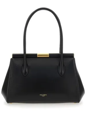 'Marlene Medium' Black Handbag With With Logo Embossed On The Back In Leather Woman