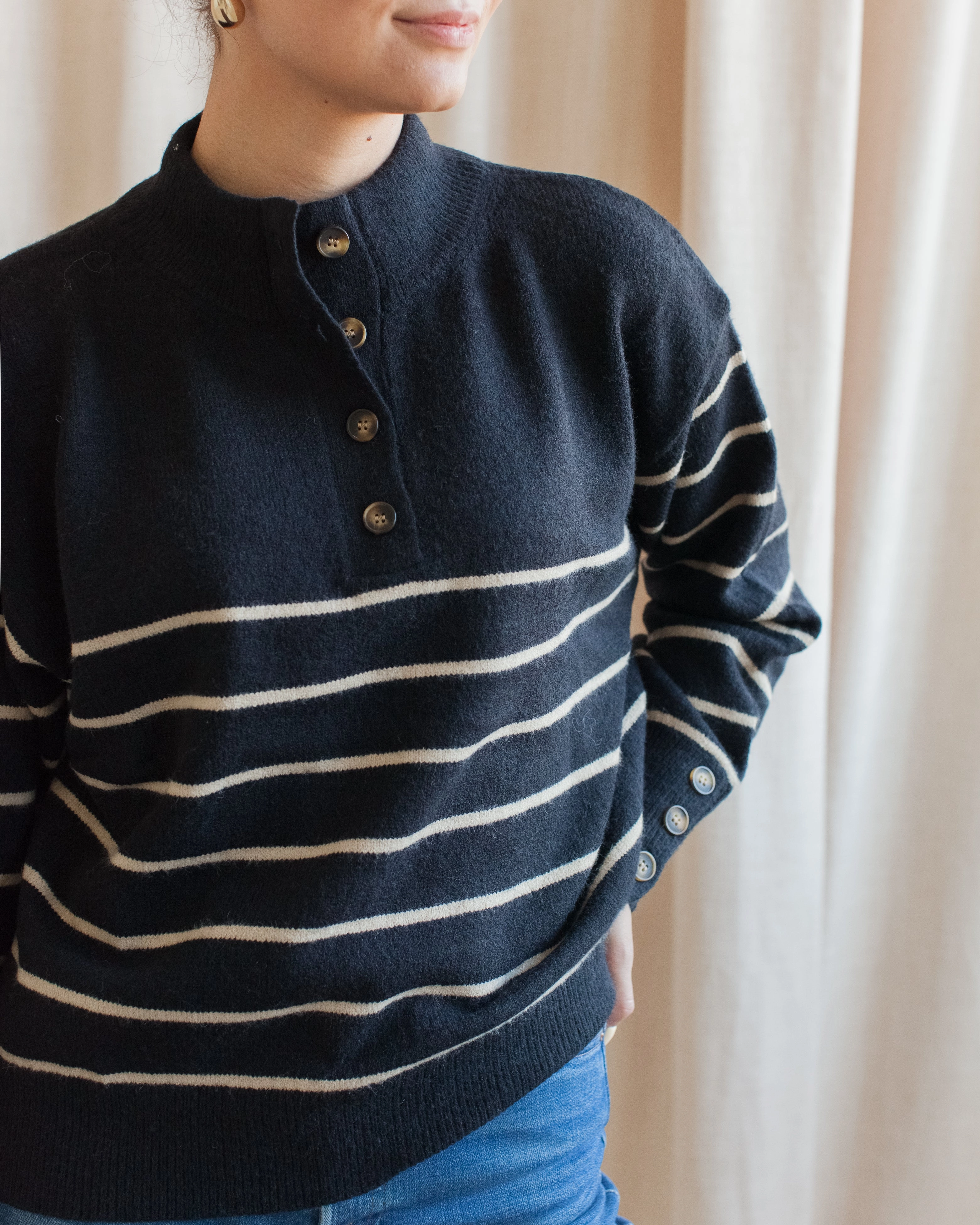 Multi Panel Warm Vibe Marlow Button Up Sweater
