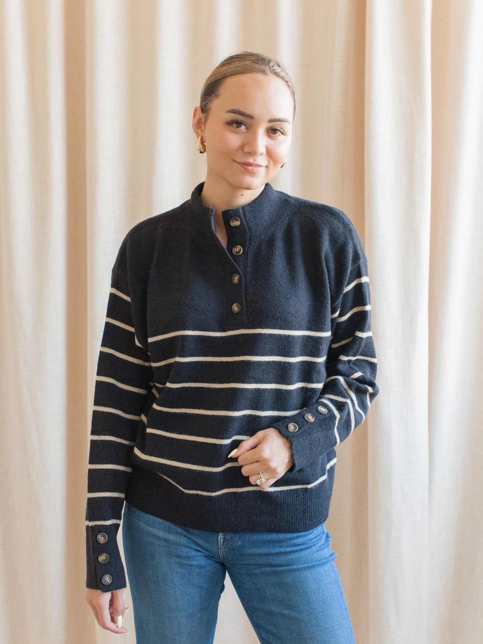 Marlow Button Up Sweater Cozy Loopback Fabric Simple Layer