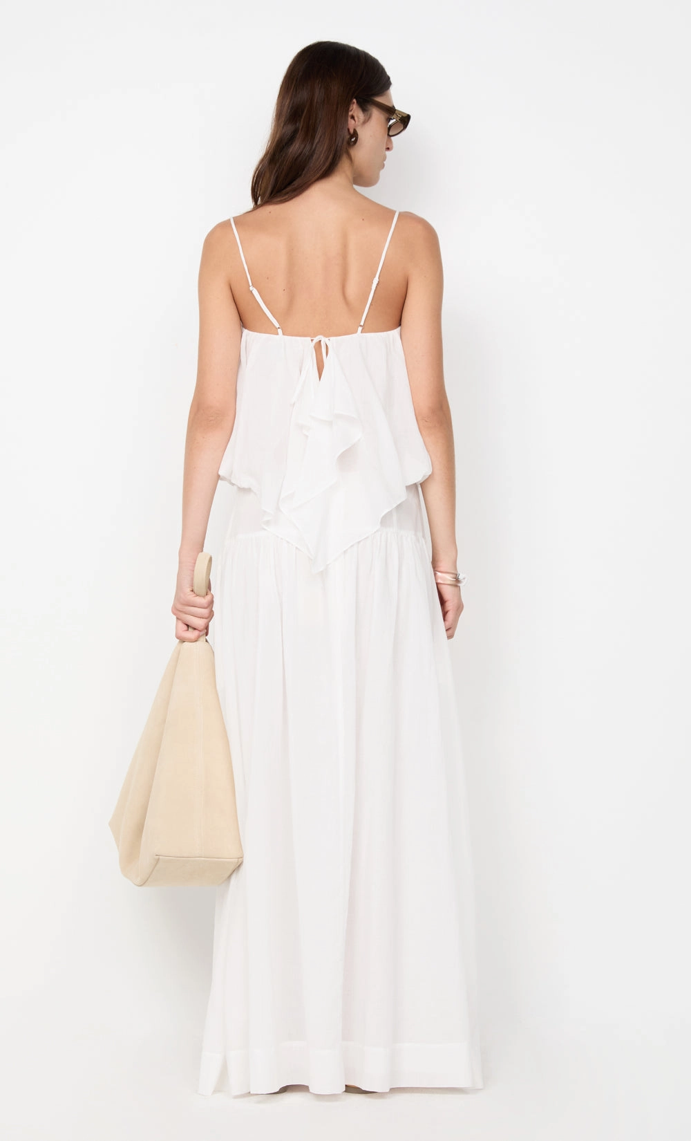 MARLOWE BUBBLE CAMI - WHITE Flared shape Cinched-Waist
