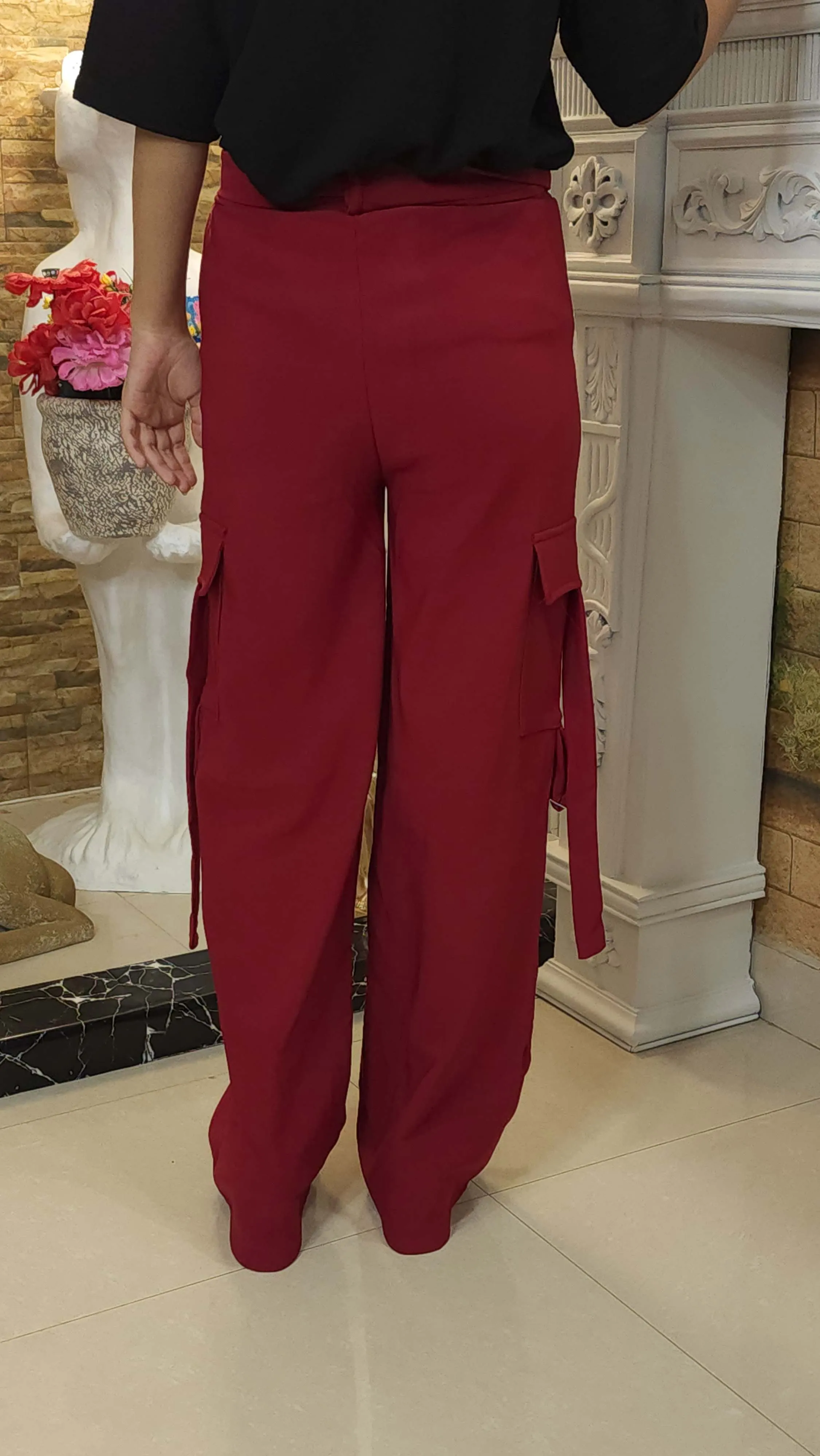 Maroon Wide Leg Cargo