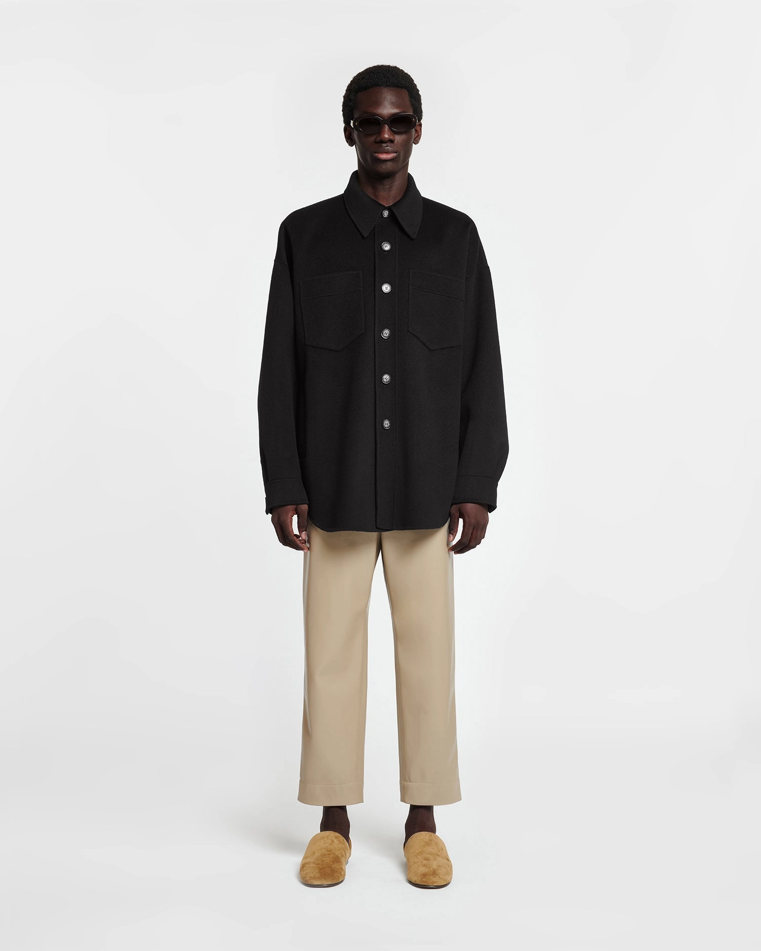 Martin - Double Wool And Silk Blend Overshirt - Black Swim - wear