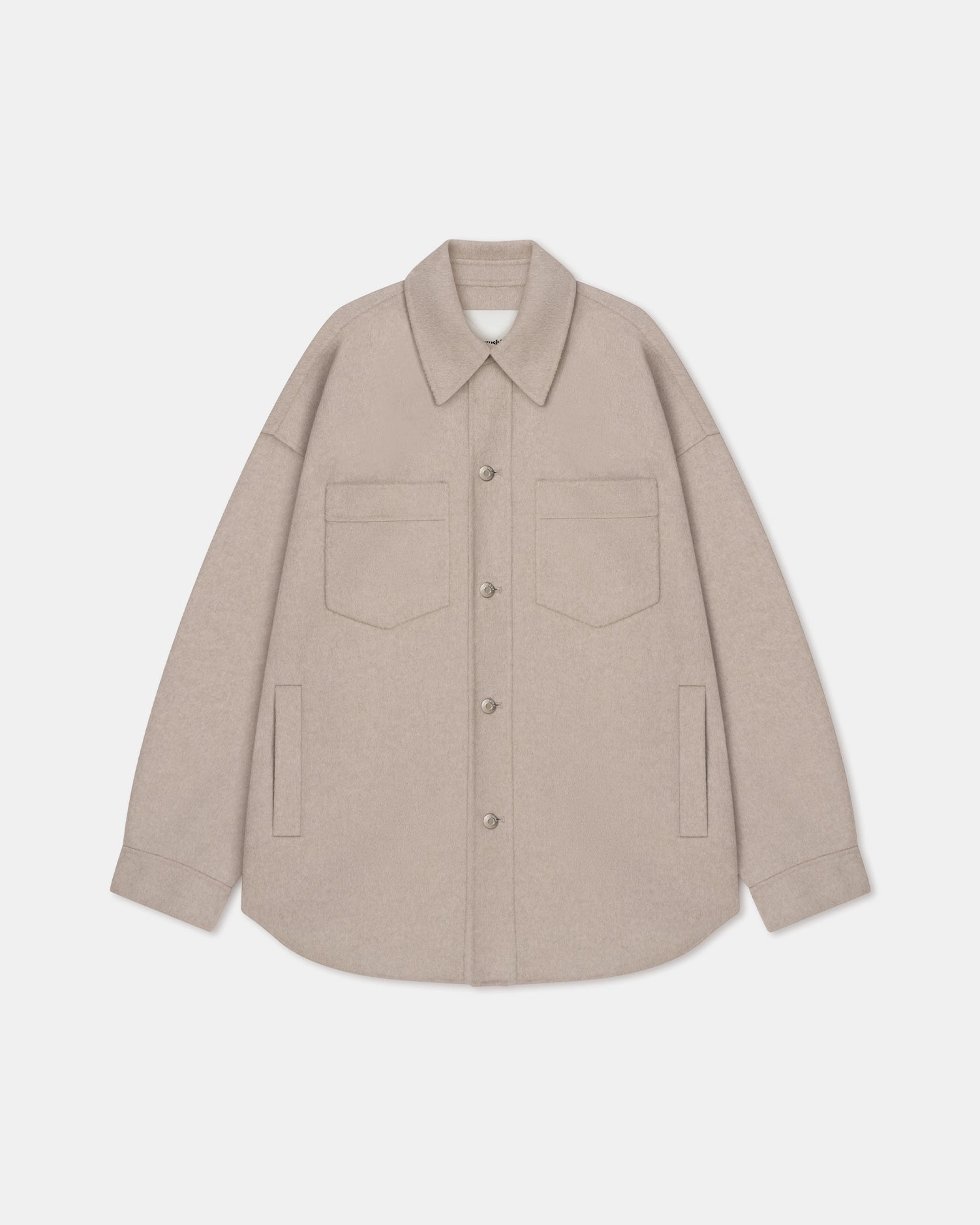 Martin - Double Wool Overshirt - Stone FullZipClosure