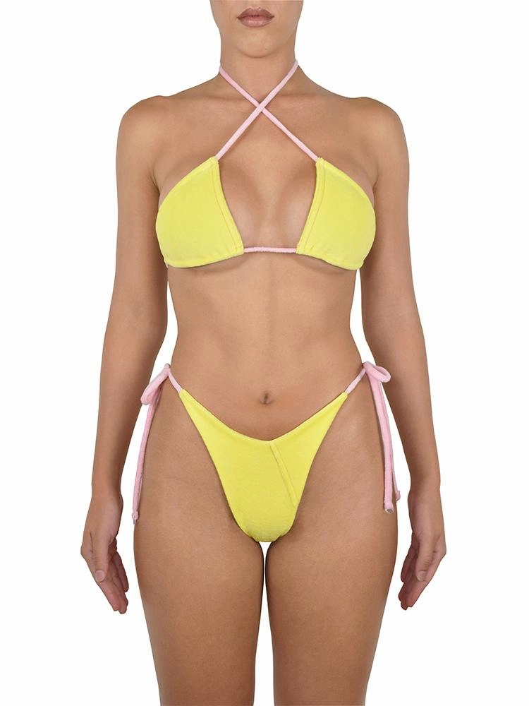 FourWayStretchFabric MARTINI TERRY BIKINI TOP | LEMON
