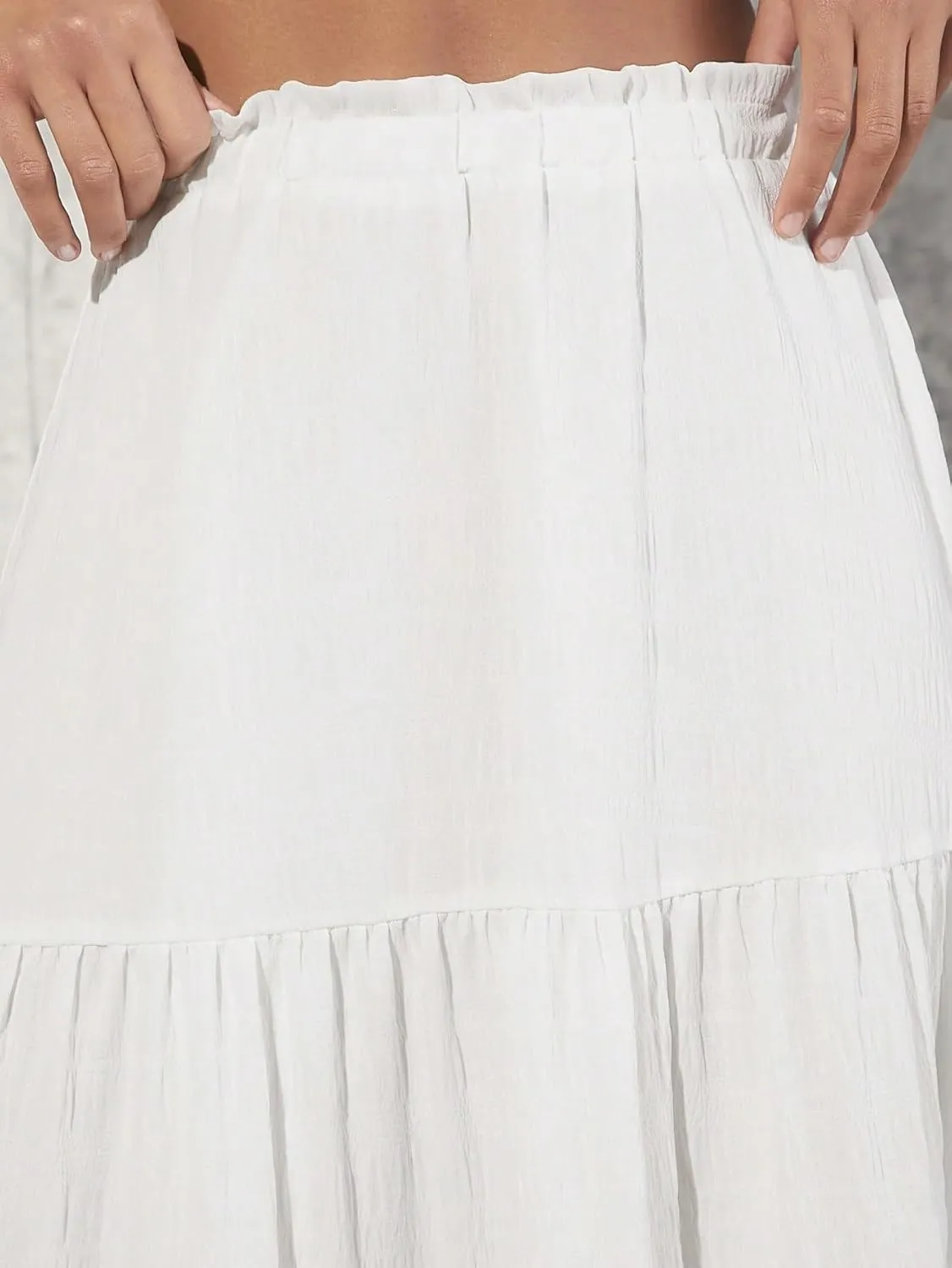 MATEKA Women's Ruffled Hem Skirt Summer Beach Skirt for Women