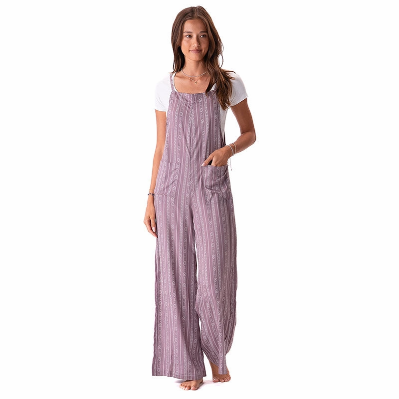 Fit Vibe Effortless Wear Mauve Tribal Stripe Rayon Nomad Jumpsuit