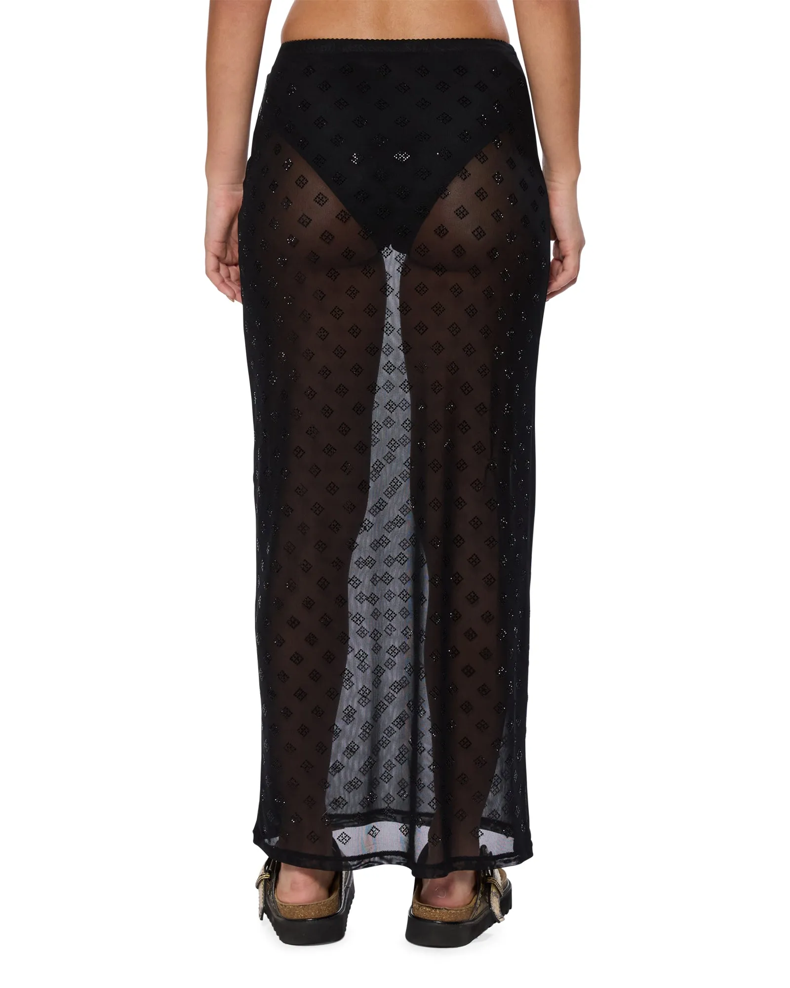 MAXI SKIRT DIAMANTE Two Tone Trim Denim style