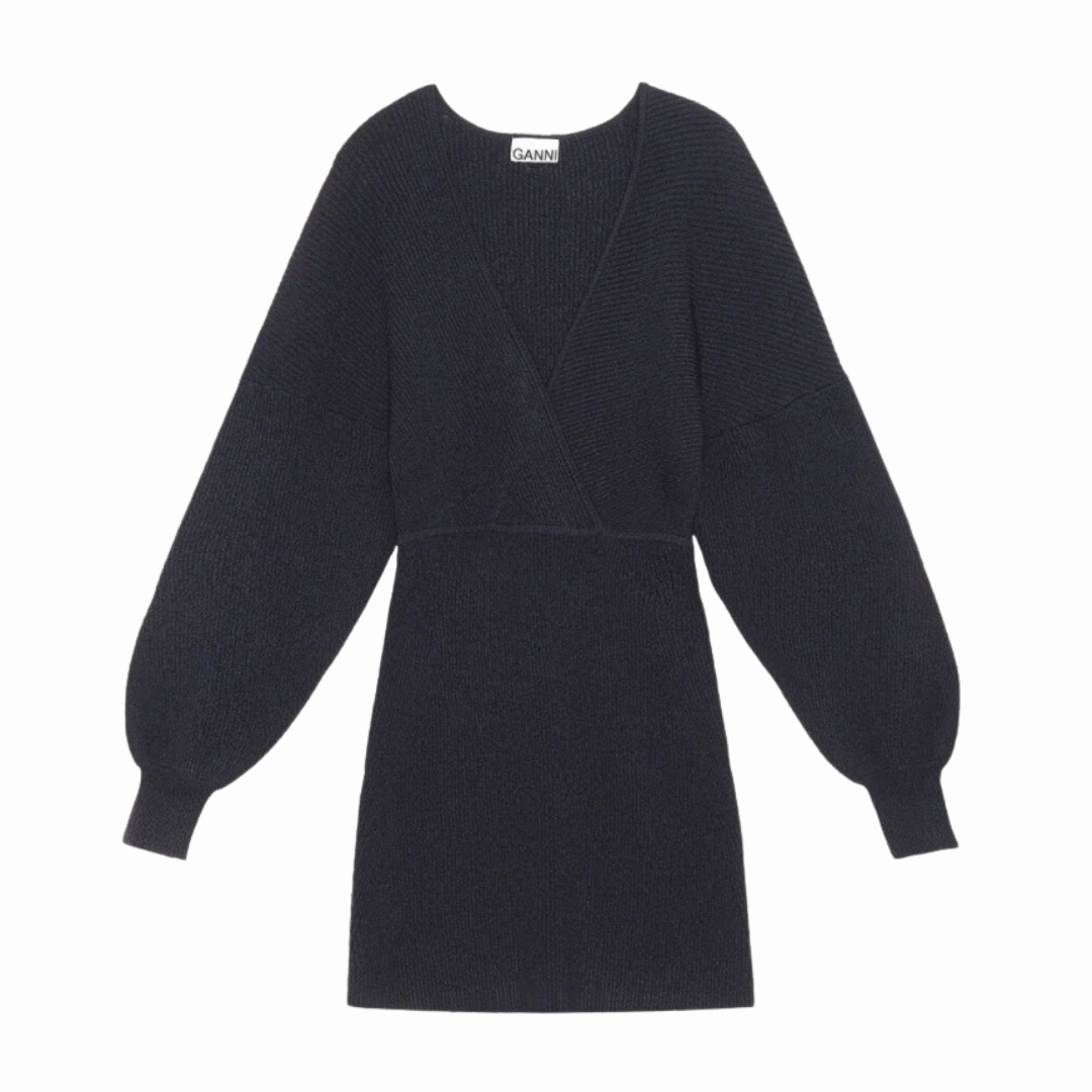 Melange Knit Mini Dress Chic Everyday Wear Gloss Finish