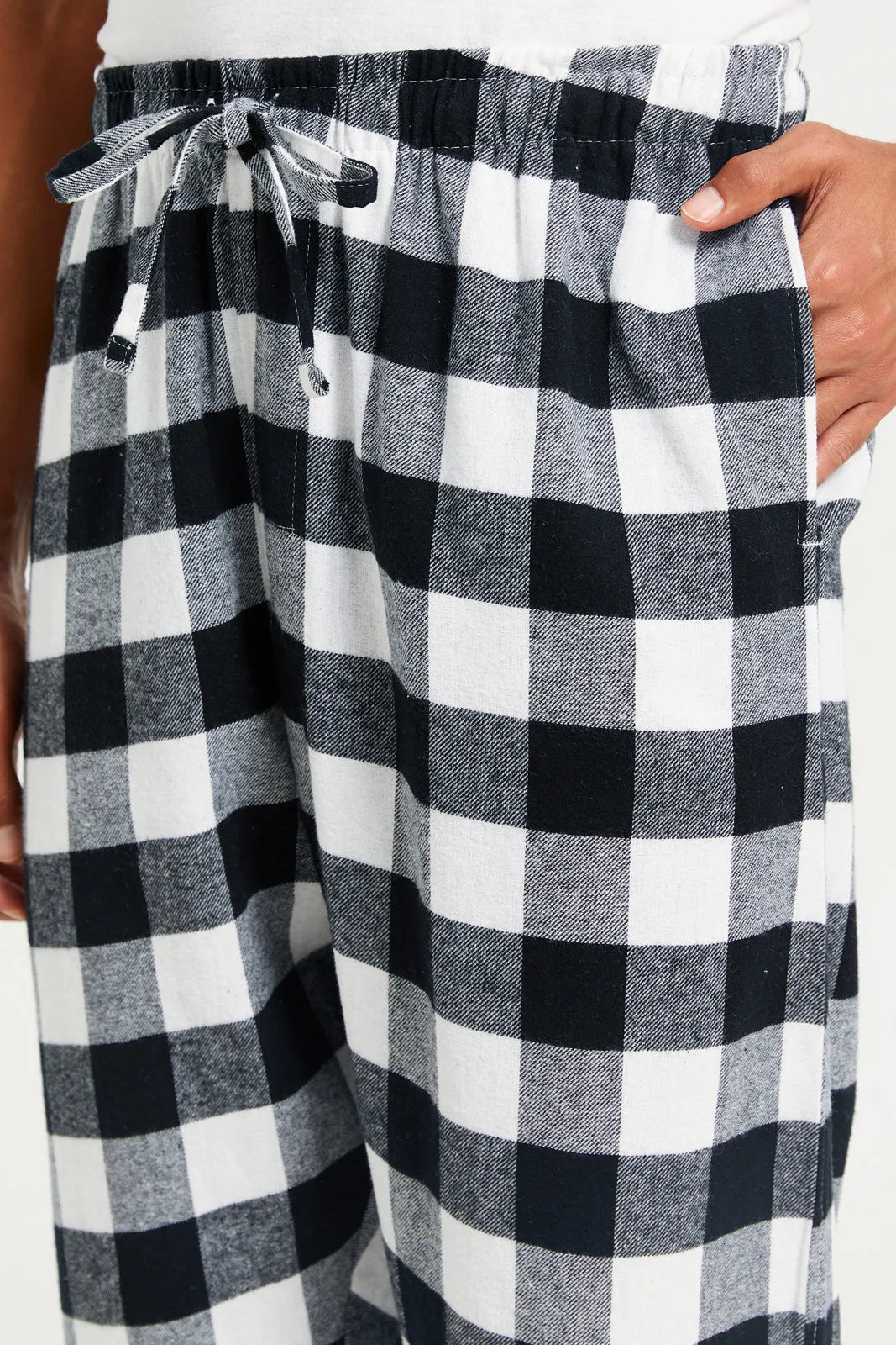 Men Black And White Checkered Pyjama Bottom