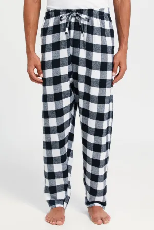 Men Black And White Checkered Pyjama Bottom
