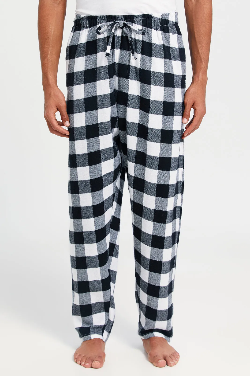 Men Black And White Checkered Pyjama Bottom
