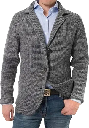 Men Blazer Knit Cardigan Shawl Collar Button Knit Cardigan Slim Fit Cable Knit Button Down Cardigan Sweater