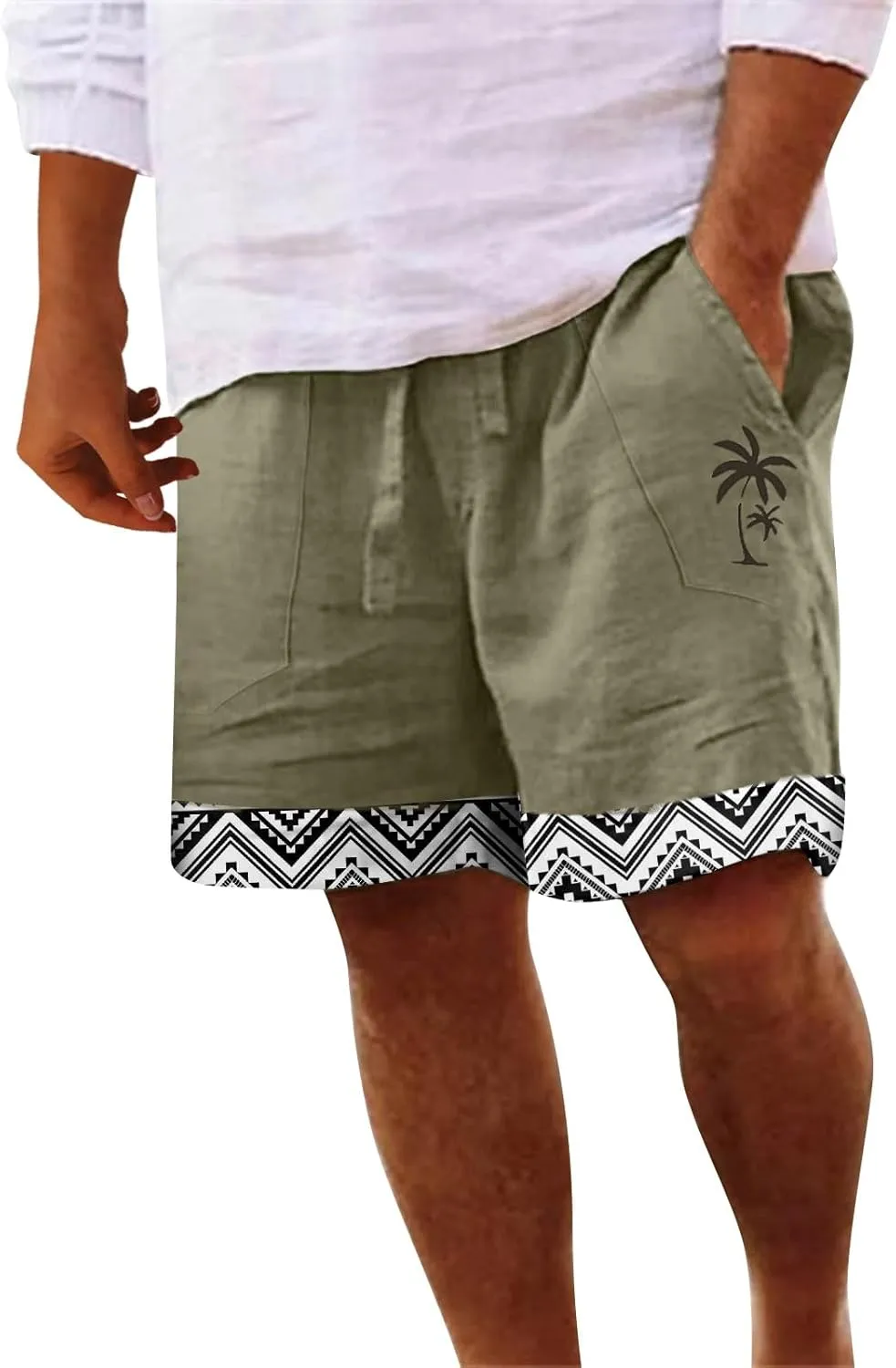 Mens 4XL Linen Summer Beach Shorts Beach Shorts Casual Cotton Linen Shorts Mens 4XL Linen Summer Beach Shorts Mens