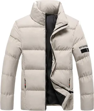 Mens Big and Tall Winter Puffer Jacket Packable Windproof Midweight Insulated Jacket Thermal Zip Up Puffer Jacket