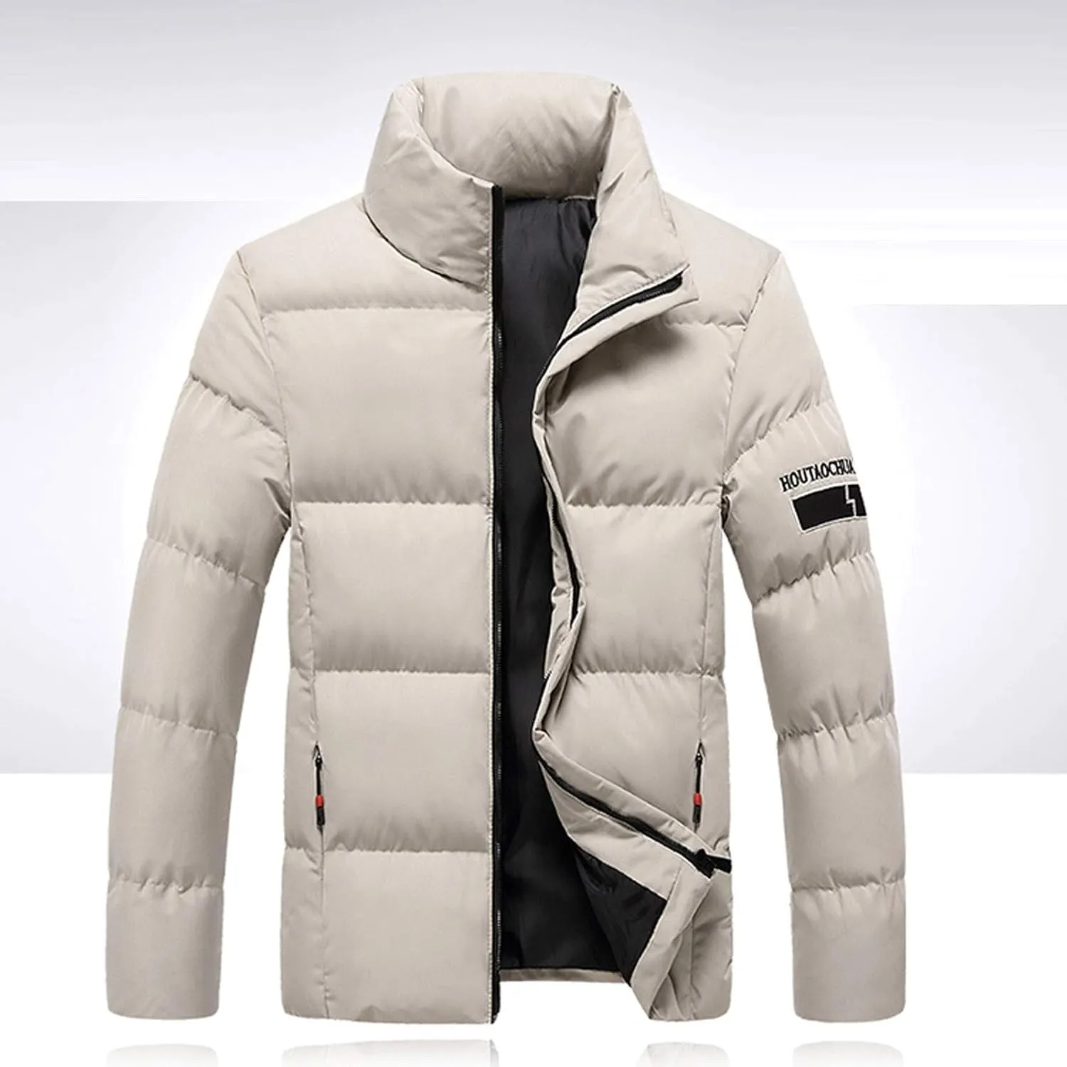 Mens Big and Tall Winter Puffer Jacket Packable Windproof Midweight Insulated Jacket Thermal Zip Up Puffer Jacket
