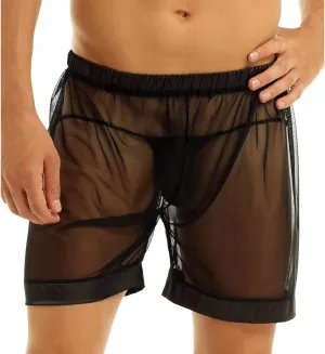Mens Breathable Boxer Shorts Lip See Sexy Through Underpants Underwear Men's Print Transparent Men's underwear