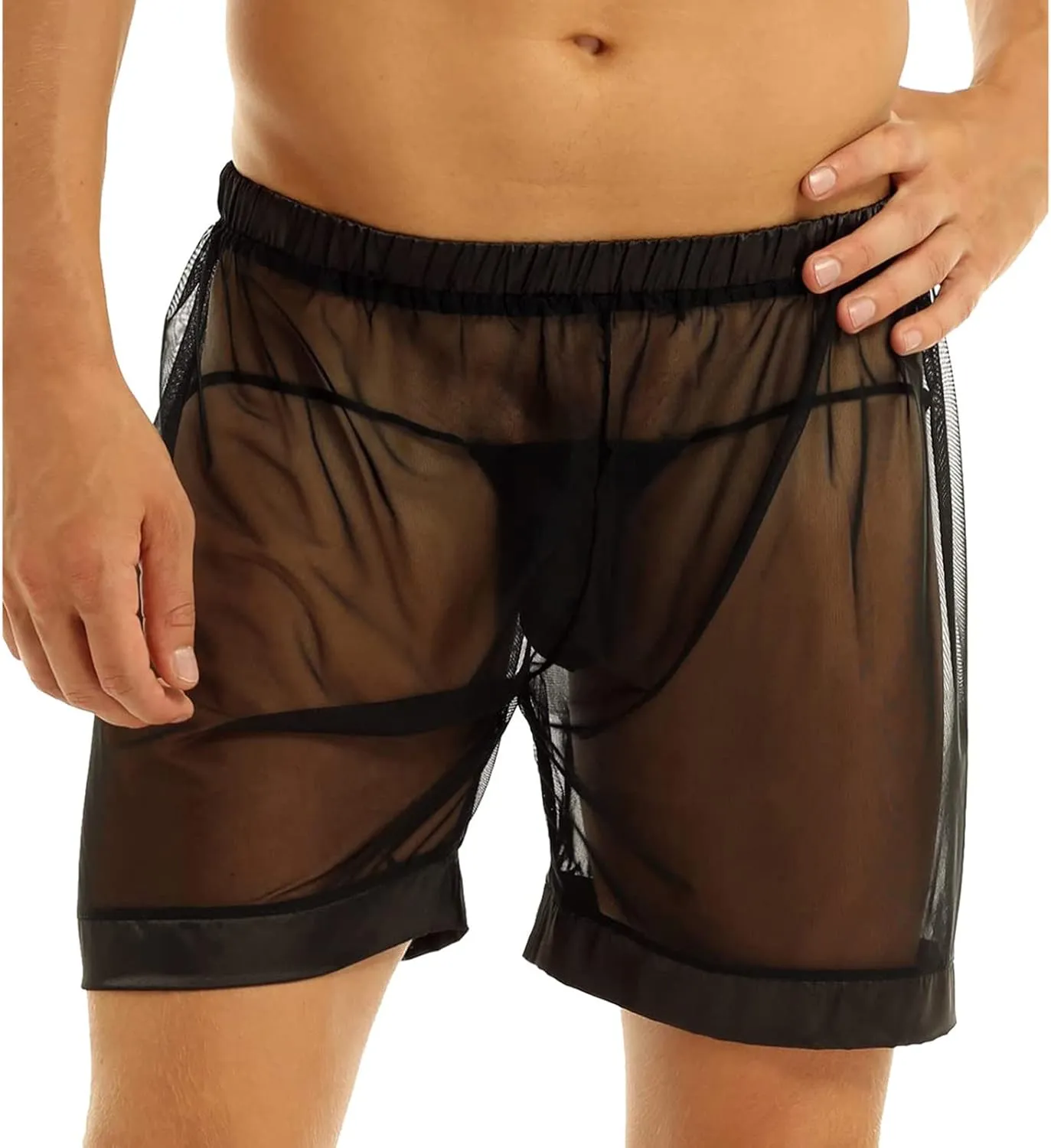 Mens Breathable Boxer Shorts Lip See Sexy Through Underpants Underwear Men's Print Transparent Men's underwear