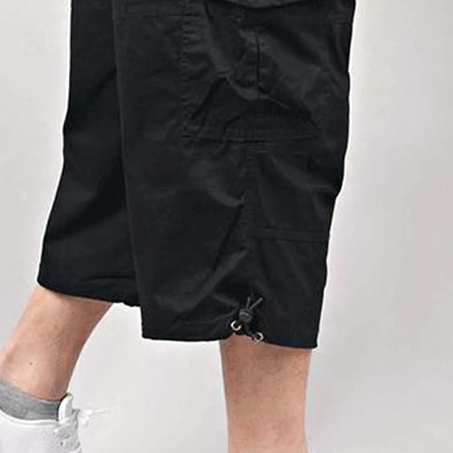 Men's Capri Long Elastic Cargo Shorts Relaxed Fit Below Knee Pants Relaxed Fit Work Pants Big and Tall