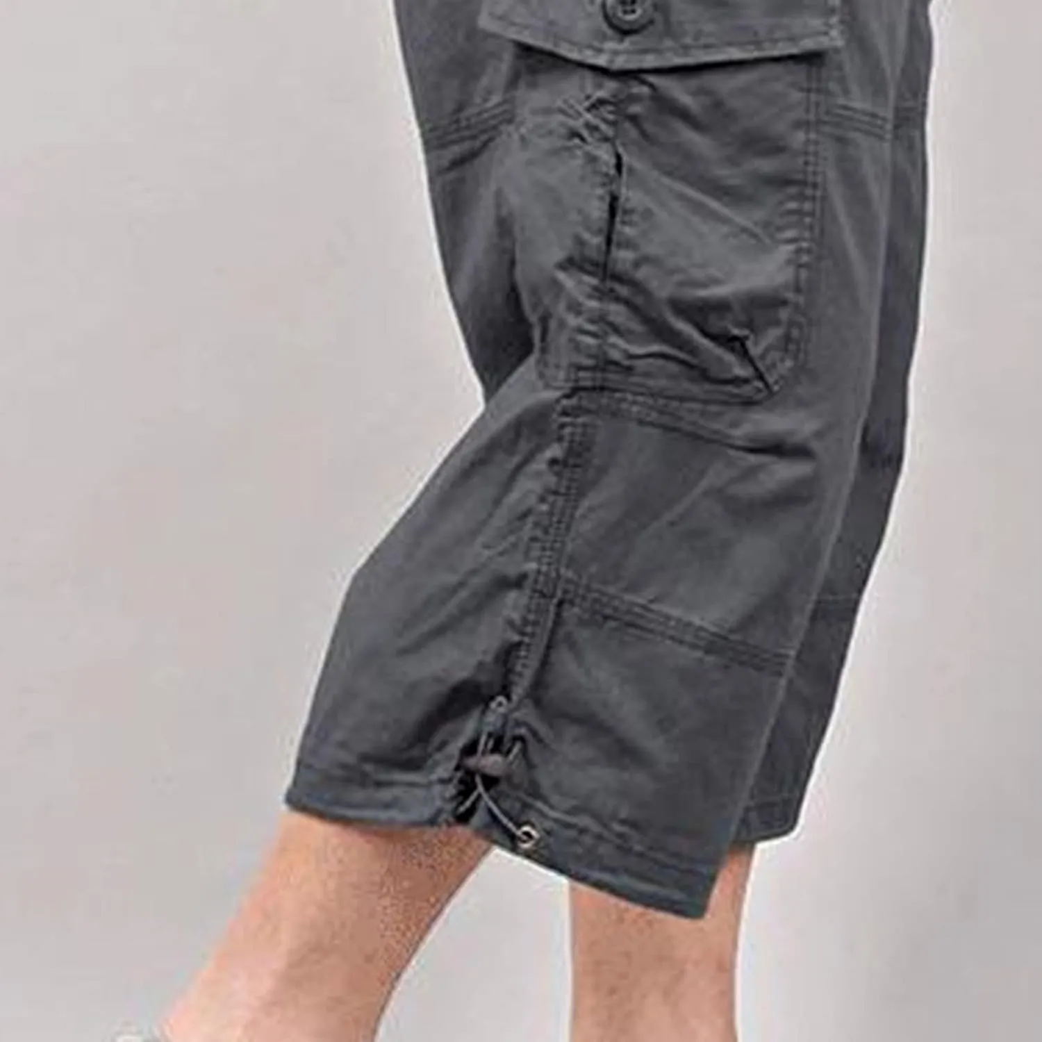 Men's Capri Long Elastic Cargo Shorts Relaxed Fit Below Knee Pants Relaxed Fit Work Pants Big and Tall