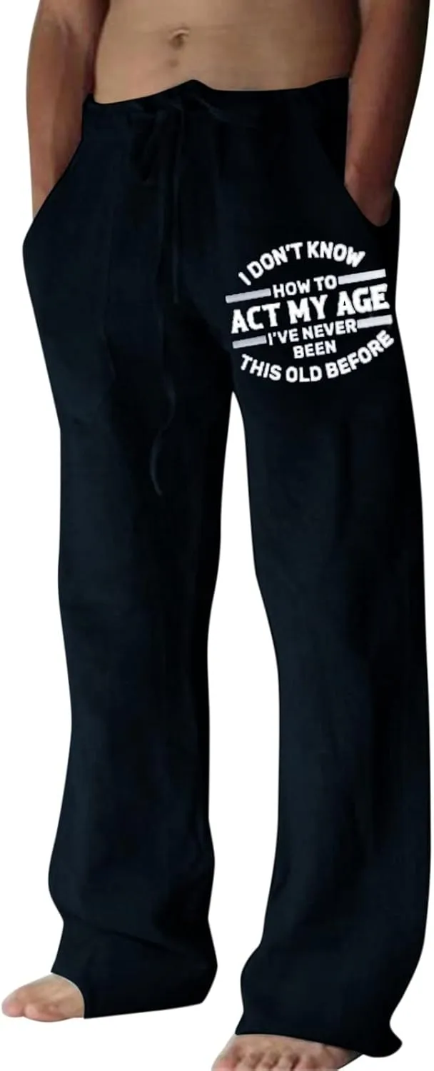 Men's Cargo Pants Relaxed Fit 2024 Summer Boho Elastic Waist Plus Size Mens Sweatpants Tall Men's Pants Casual Relaxed Fit Jeans Linen Lounge Casual Fashion Relaxed Fit Work Pants for Men Construction