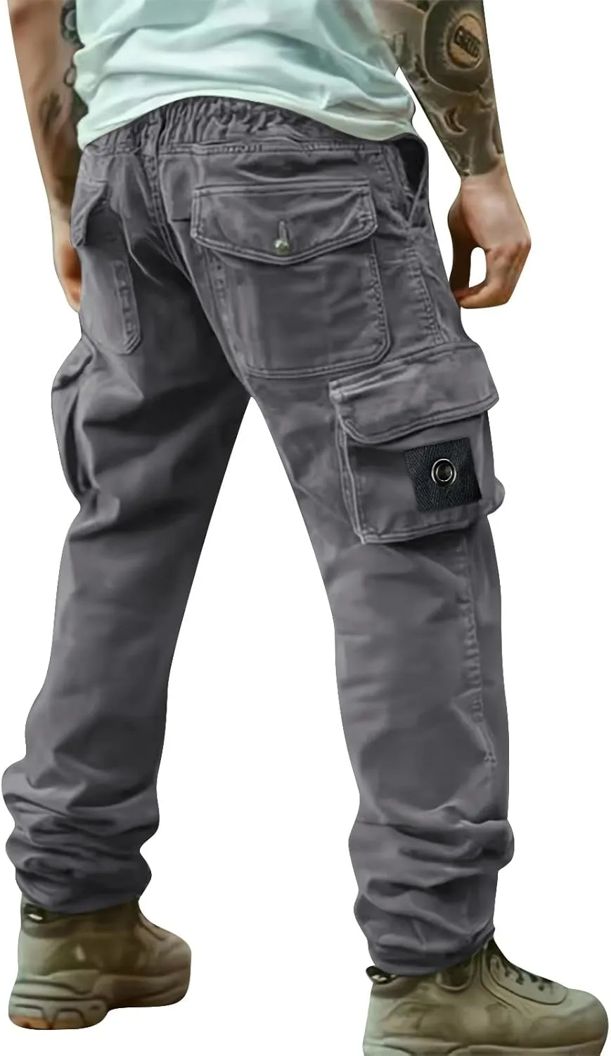 Mens Cargo Pants Relaxed Fit Tech Pants for Men Mens Multi Pocket Parachute Pants Man Cargo Pants Men Clothing Men's Comfort Flex Waist Relaxed Fit Jean Jeans Mens