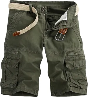 Mens Cargo Shorts Button Zip Athletic Shorts Casual Outdoor Workout Shorts Loose Fit Lightweight Jogger Shorts